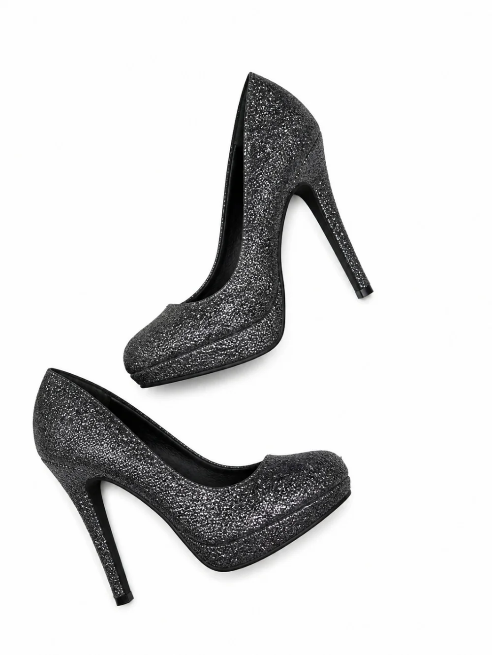 Fioni Night Glitter Platform Stiletto Heels Gray Sparkly Pumps Party Size 9
